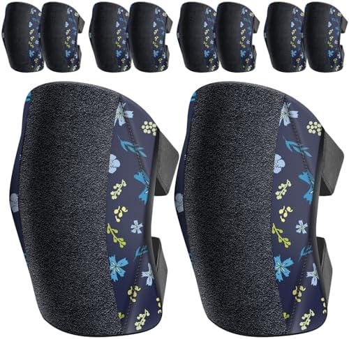 5 Pack Garden Knee Pads for Women, Foam Padding Work Kneepads, Blue Flower