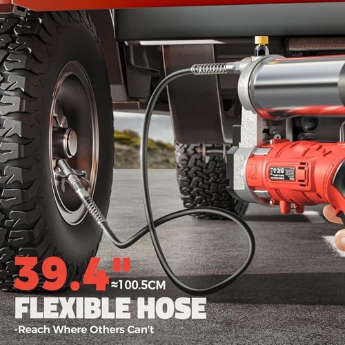 Ecarke Cordless Grease Gun Compatible with Milwaukee 18V Battery, 12000PSI Max Electric Grease Gun, Dual Pistol & in-Line Grip, Works with Bulk & Cartridge Grease, 39" Hose & 4 Couplers (Tool Only)
