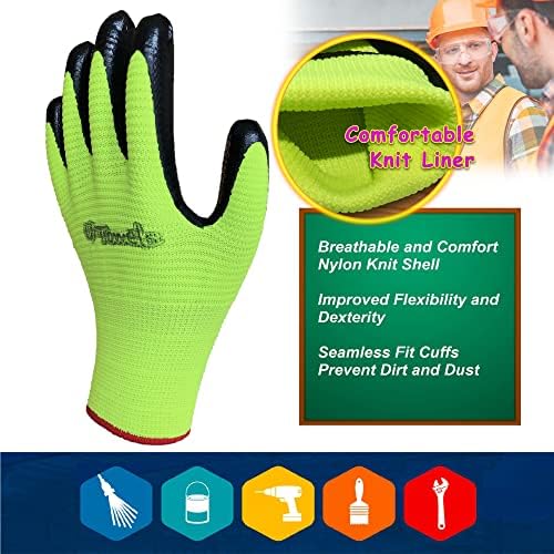 Work Gloves for Men and Women, 8-Pack, Nitrile Coated Safety Gloves Firm Grip