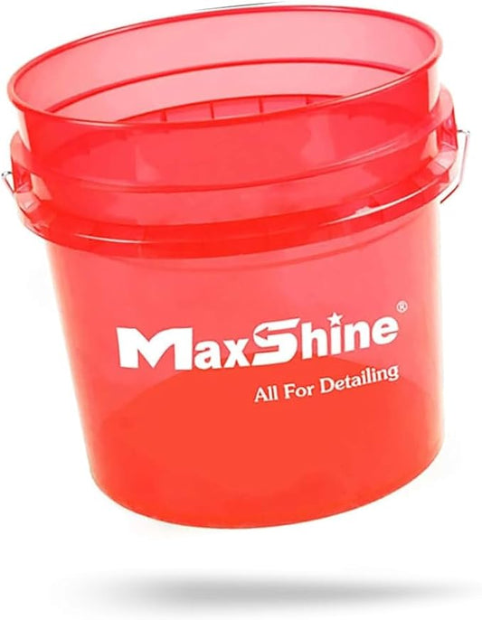 Maxshine 3.5 Gallon Universal Detailing Bucket (Red) – Car Wash Bucket for Scratch-Free Washing – Garage Storage & Auto Detailing Tool Holder – Holds Soap, Foam Cannon, Brushes, Microfiber Towels