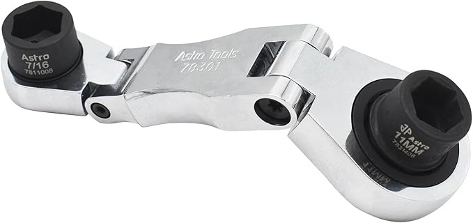 Astro Tools 78301 Stubby Ratcheting Flex Head Double Box End Wrench for Nano Sockets