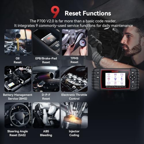 iCarsoft P700 V2.0 Diagnostic Scanner for Porsche from 1996 to 2025 9 Essential Services Full System Diagnosis Scan OBD2 Code Reader Battery/O2 Sensor/EVAP Test AutoVIN Lifetime Free Software Update