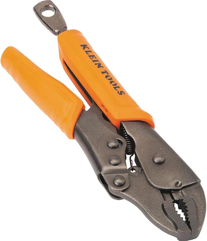 Klein Tools 38601 Curved Jaw Locking Pliers with Quick Release Handles, Intuitive Thumb Knob, High Torque, Mole Grips for Clamping and Gripping, 7-Inch