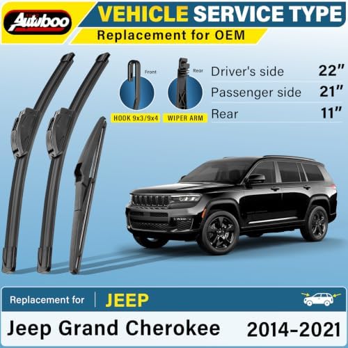 AUTOBOO Silicone Windshield Wiper Blade Replacement for Jeep Grand Cherokee