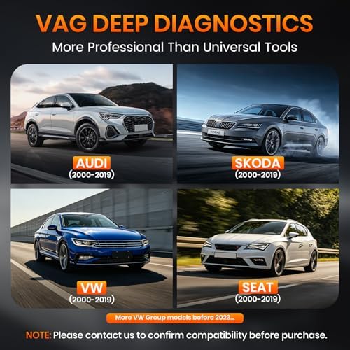 ANCEL VD700 OBD2 Diagnostic Code Reader Scan Tool Fit for Volkswagen Audi VW Skoda Seat, All Functions OBD11 Scanner for VAG Vehicles with Battery Registration EPB Reset (Upgraded VD500)