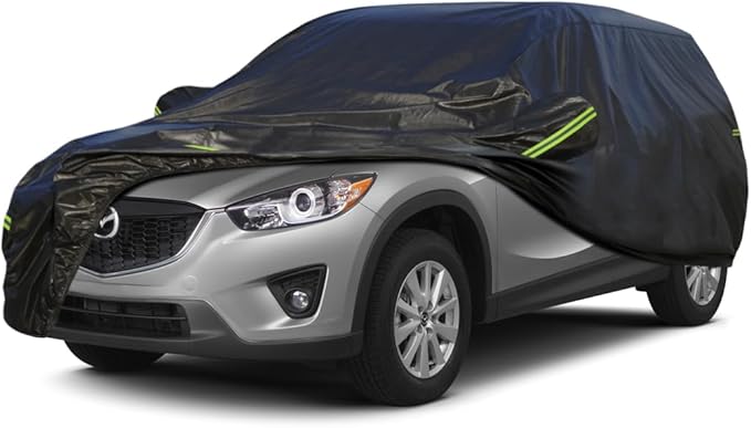 KouKou Waterproof SUV Car Cover Suitable for Mazda CX-5 from 2012 to 2025, 7 Layers Windproof All Weather Waterproof Outdoor Cover Sun Rain UV Dust Snow Protection. Black