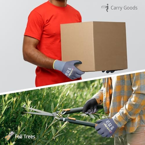 Gasoline 12 Pairs MicroFoam Nitrile Work Gloves, Touchscreen Breathable Safety Gloves for Warehouse, Mechanic, Sizes S-XXL