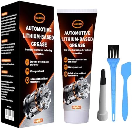 White Lithium Grease with Brush for Garage Door, Hinges, Bearings, Gears, Automotive, Marine & Industrial Use, Waterproof & High, 3oz Tube Design