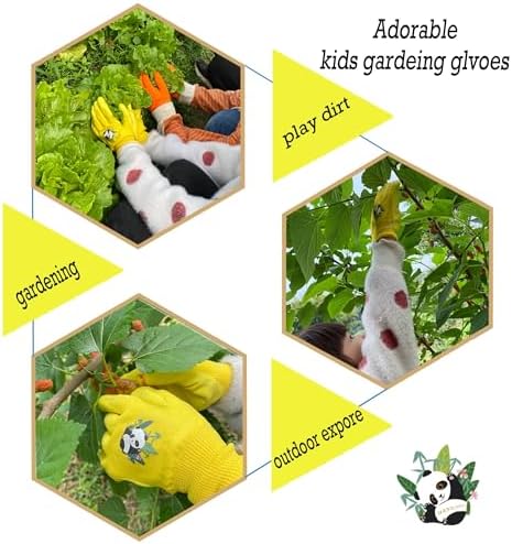 HANDLANDY 2 Pairs Kids Gardening Gloves, Grippy Kids Work Gloves, L
