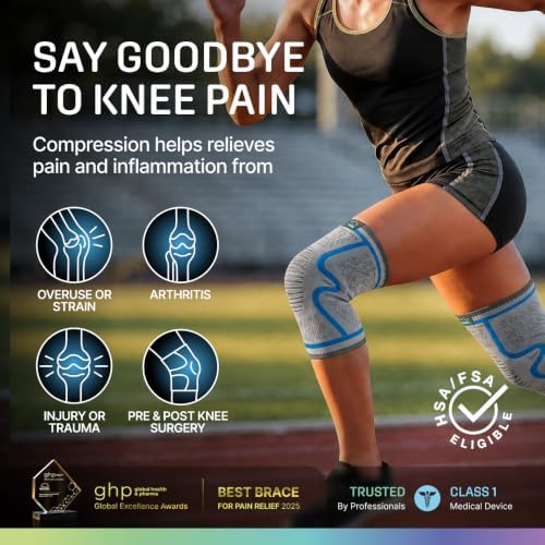 Modvel Compression Knee Brace for Women & Men - 2 Pack Knee Brace for Women Running Knee Pain, Knee Support Compression Sleeve, Workout Sports Knee Braces for Meniscus Tear ACL & Arthritis Pain Relief