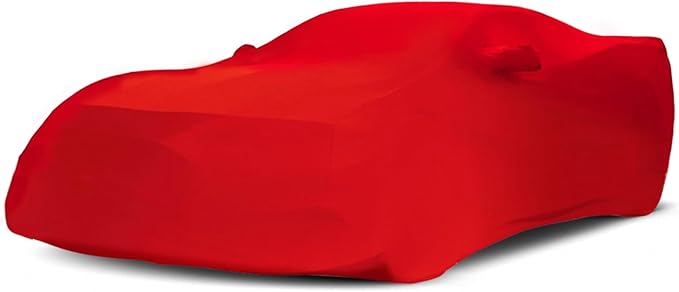 Car Cover Indoor Compatible with Corvette C7 2014-2019, Stingray, Z51, Z06, Grand Sport Corvettes Stretch Satin DustProof Protection Ultimate Custom Full Car Cover for Underground Garage Car Show(Red)
