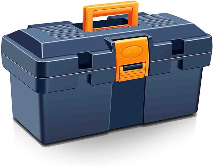 Anyyion 13In Small Tool Box,Lockable Tool Box for Home,Truly Rugged,No Removable Tray(Blue)