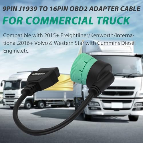 J1939 9 Pin OBD2 Adapter Cable,Truck 9 Pin to OBD2 16 Pin Connector