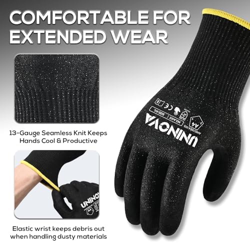 ANSI A4 Cut Resistant Gloves, Sandy Nitrile Coated, Anti Cut