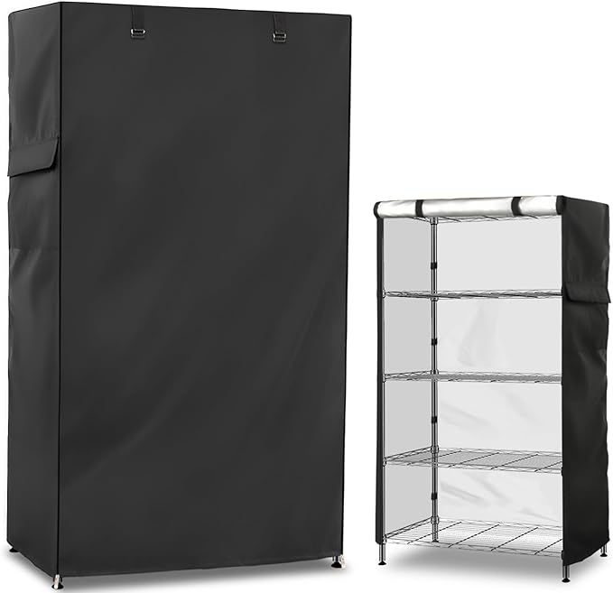 Wire Shelf Cover,600D Heavy Duty 100% Waterproof Shelf Covers for Wire Shelving,Outdoor Storage Shelves Cover for Metal Rack,36.2" W x 20.5" D x 60" H,Black