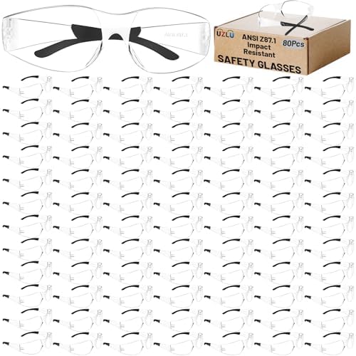 80 PCS Clear Safety Glasses Bulk for Men Women ANSI Z87.1 Safety Goggles