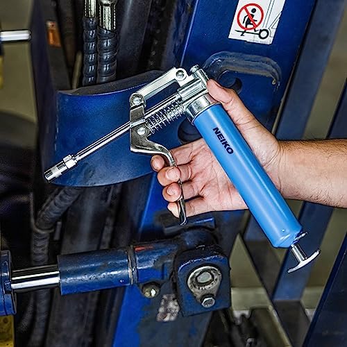 Neiko 12012A Mini Grease Gun, Heavy Duty Pistol Grip Greaser, 4500 PSI, Mini 3oz Grease Cartridges for Grease Gun, Grease Gun with Zerk Fitting, 5.75” Straight Extension, Small Grease Gun Kit