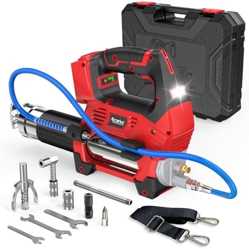 Ecarke Cordless Grease Gun Compatible with Milwaukee 18V Battery (Tool Only), 3‑Speed Adjustable Flow, 12,000 PSI Max, 39” Hose, Works with Bulk & Cartridge Grease, for Farm/Truck/Construction