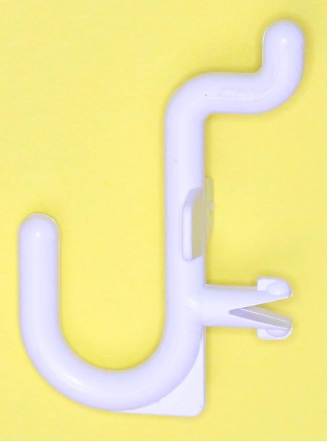JSP Manufacturing Peg Board Plastic J Hook Style Hooks | Garage Tool Storage Craft Hooks Pegboard Asscessories (100, White)