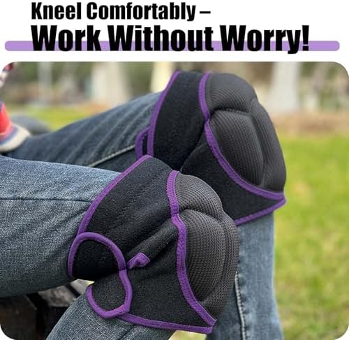 Women Knee Pads for Gardening, EVA Foam with Straps for Cleaning, Purple XL
