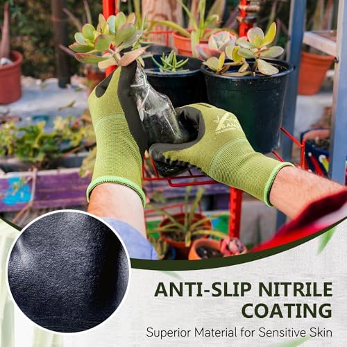 COOLJOB 2 Pairs Gardening Working Gloves, Touchscreen, Nitrile Coated,XXL