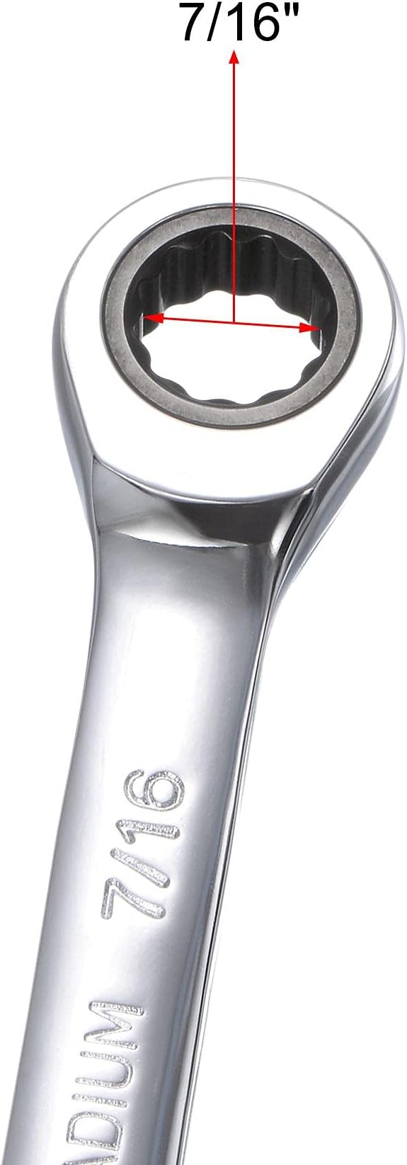 uxcell 7/16 Inch Ratcheting Combination Wrench SAE 72 Teeth 12 Point Ratchet Box Ended Spanner Tools, Cr-V