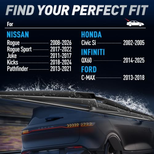 Rear Wipers for Nissan Rogue 2008-2026/ INFINITI QX60 2014-2025