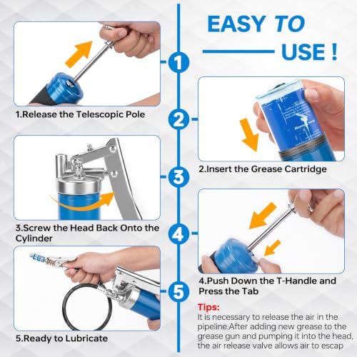Lever Grease Gun Kit: 0.53" Coupler, 90° Adapter & 18" Flex Hose