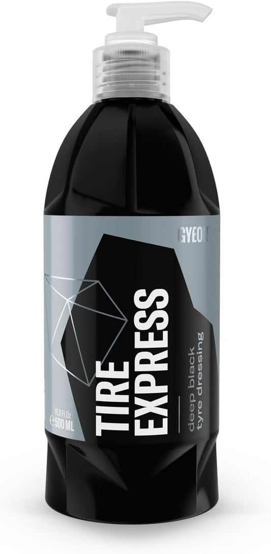 Gyeon Tire Express Satin‑Finish Tire Dressing Water Based UV Protection Self‑Cleaning Long Lasting Factory‑Fresh Look Easy Wet Or Dry Application Deep Natural Tire Revitalizer