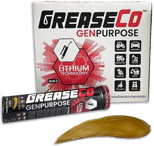General Purpose Lithium Grease Tube (10-Pack Case of Cartridges) Lithium NLGI 2 EP for Grease Gun | Tractor | Automotive | CV Ball Joint | Mower | High Temp | Door Tracks | Amber | GenPurpose