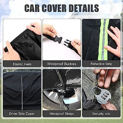 Waterproof Car Cover Replace for 1993-2012 Ford Ranger Supercab 6ft/Regular Cab 7ft Long Bed 210T All Weather Classic Car Covers with Zipper Door for Snow Rain Dust Protection