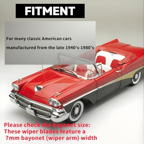16" Classic Stainless Steel Wiper Blades(Set of 2) for 40s-80s Classic Cars