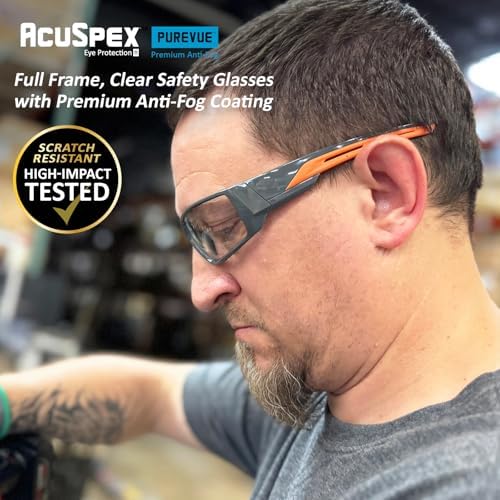 MAGID AcuSpex Full Frame Clear Safety Glasses,PurVue Premium Anit-Fog Coating, SX4005