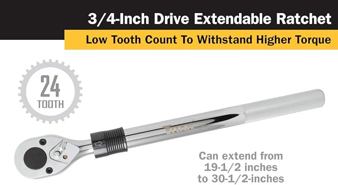 Titan 12072 3/4-Inch Drive x 19-1/2 to 30-1/2-Inch 24-Tooth Extendable Ratchet
