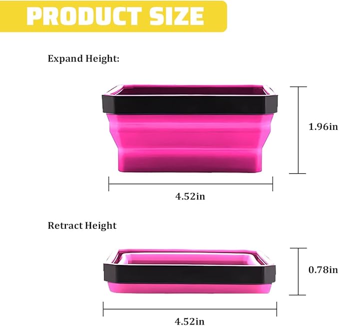 Collapsible Magnetic Car Parts Tray, Foldable Silicone Tool Tray with Magnetic Base, Double-Side Magnet Bowl for Auto Bolts, Screws, Nuts, Small Metal Parts, Universal Fit (Rose Red)