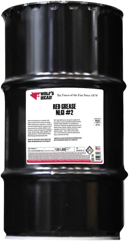 Wolf's Head Red Grease NLGI #2 (836-88300-18) 120 Pound Drum | Made in USA