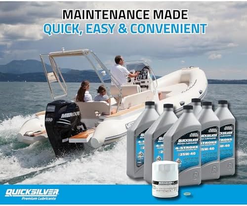Quicksilver 4-Stroke Oil Change Kit – for Mercury Outboard Engines – 15, 20, 25, 30, 40, 50, 60, 75, 90, 115, 150, 175, 200, 225, 250, 300, 350, 400 HP