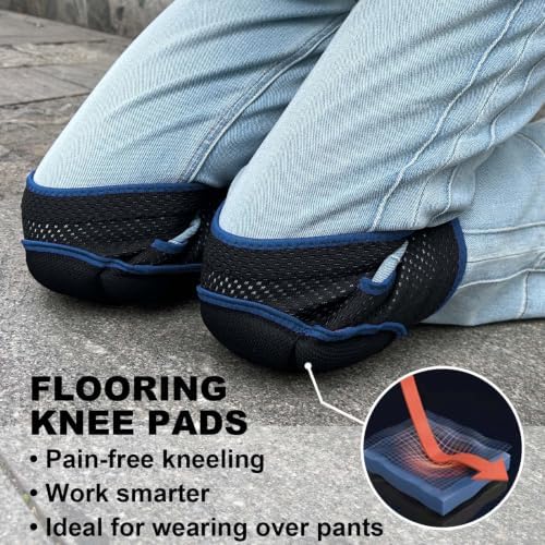Garden Knee Pads for Men Women, Breathable Elastic Fabric, Blue M (1 pair)