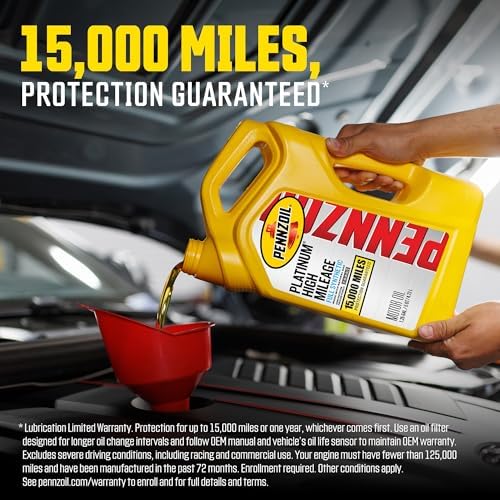 Pennzoil Platinum High Mileage Full Synthetic 5W-30 Motor Oil, 1 Quart (6 Pack)