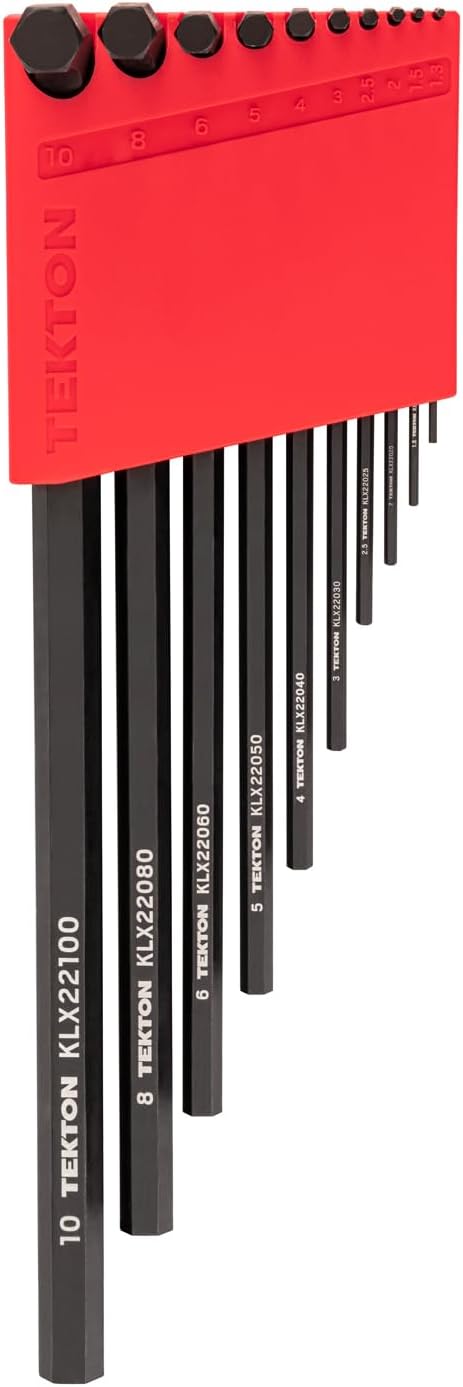 TEKTON Flat End Hex L-Key Set with Holder, 10-Piece (1.3-10 mm, Common Sizes) | KLX91204