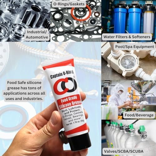 Captain O-Ring - NSF Food Grade Silicone Lubricant Grease for O-Rings, Seals, Gaskets, Pumps, Pool Spa, Plumbing, Faucets, Valves, More (1.76oz, 50g)