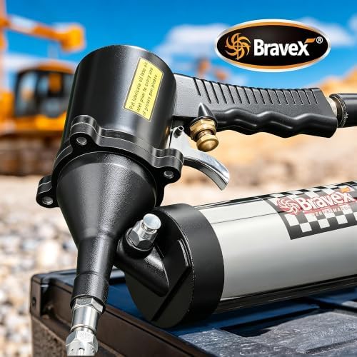 Pneumatic Grease Gun, 6000 PSI Automatic Air Grease Gun w/ Coupler | Silver