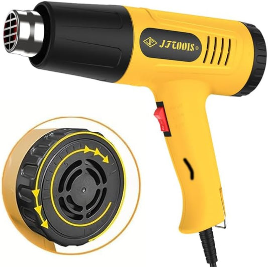 Includes four-piece heat gun set and hard-sided carrying case/accessory kit, yellow. (JF-2001W-1)