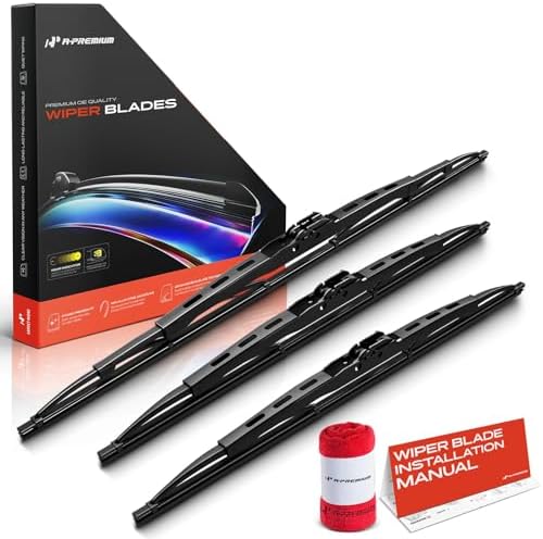 A-Premium 13"+13"+18" Windshield Wiper Blades with Wear Indicator & Towel