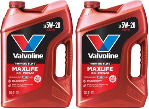 Valvoline Motor Oil, 5W-20, 5 QT | High Mileage | Synthetic Blend | MaxLife Technology | Pack of 2