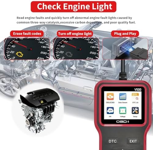 OBD2 Scanner Diagnostic Tool - Check Engine Light Code Scanner Tool with Reset, DTC, Data Stream, I/M Readiness, Car & Truck Scan Tool for All Vehicles Since 1996, escaner automotriz