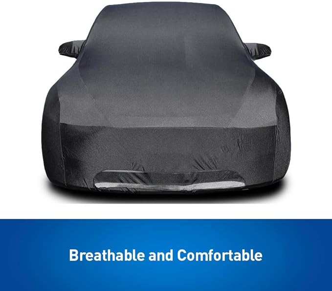 Custom Indoor Stretch Car Cover Compatible with 2016-2026 Tesla Model X, Black, Includes Storage Bag - Soft Satin, Breathable, Dust Protection