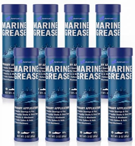 8 Pack 3 oz Marine Grease Tube, Premium Marine Grade Grease, Waterproof High Temp (0°F - 500°F) Bearing Lube for Propeller Shafts, Rudder Bearings, Trailers & Boat Maintenance