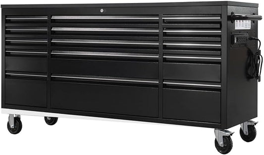 CHETTO C 72-inch Rolling Tool Chest Cabinet Mobile Workbench with 15 Storage Drawers and Wheels, Outlet Black Tool Box for Garage