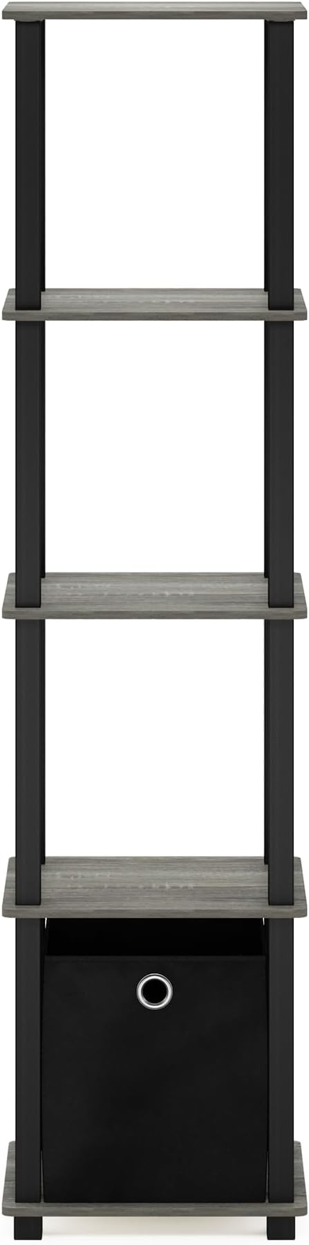 FURINNO TNT No Tools 5-Tier Display Decorative Shelf, French Oak Grey/Black/Black